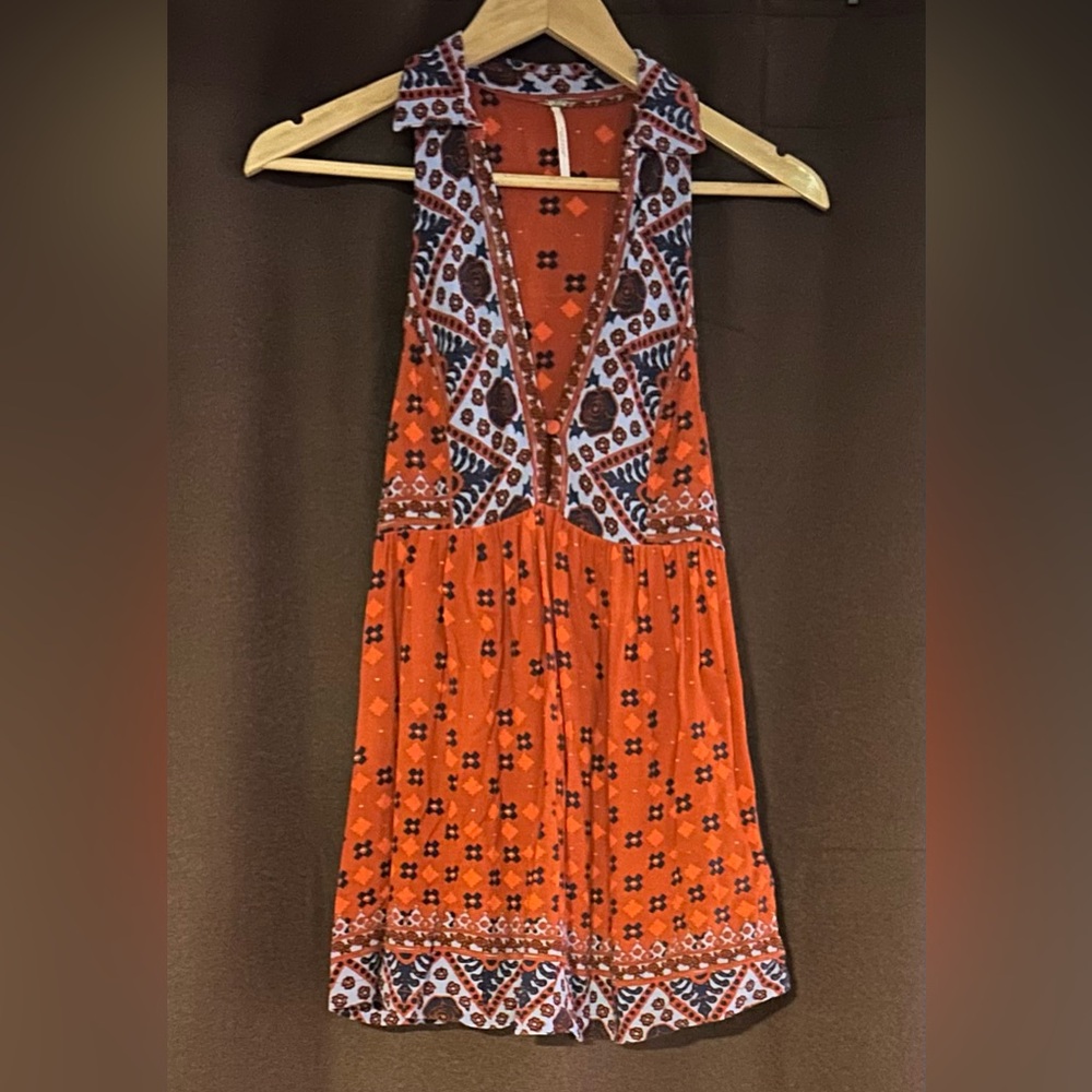 Free People Orange and Blue Tank or Mini Dress